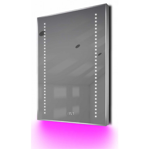 Miroir toilette horloge, rétrolumineux, bluetooth, anti-buée, capteur k185paud