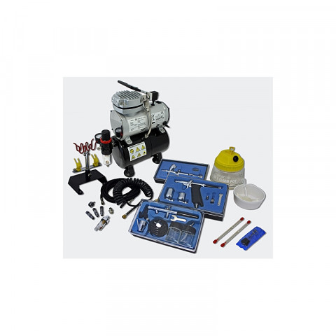 Kit compresseur airbrush aérographe professionnel avec 3 pistolets Helloshop26 2016018