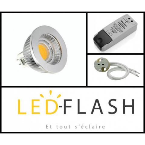 Kit spot LED GU5.3 COB 4 watt Dimmable - Couleur eclairage - Blanc froid