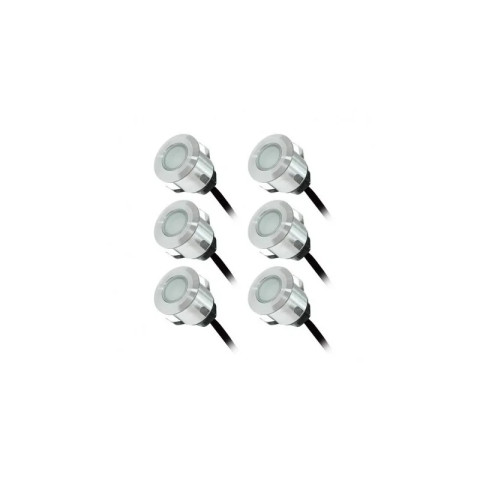 Kit 6 spots led terrasse 0,6w 12v bleu rond ip67