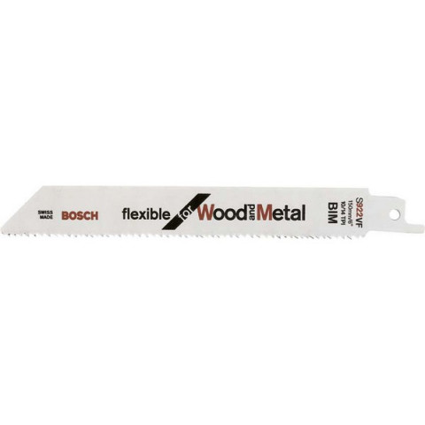 Lame de scie sabre pour bois avec métal, coupe droite fine, Réf. Bosch : S 922 VF, Qualité de lame de scie BiM, Long. totale 150 mm