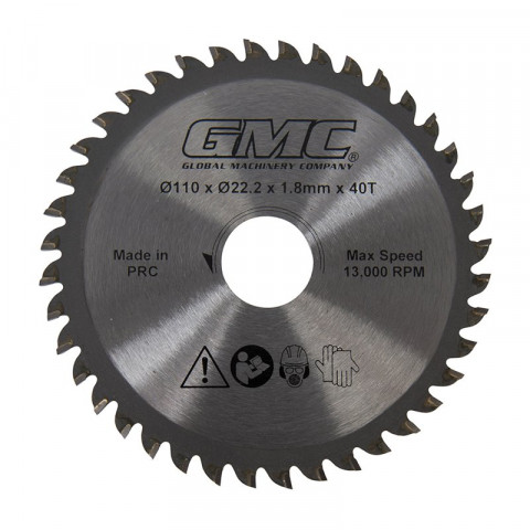 Lame de scie TCT - GTS1500 - 110 mm x 22,2 mm - 40 dents