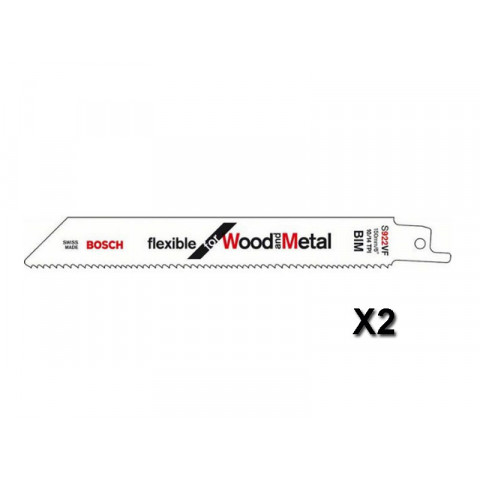 Lot de 2 lames de scie sabre Flexible for Wood and Metal 150x19x0,9 mm BOSCH 2608656039