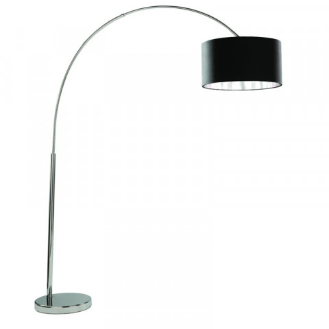 Lampadaire 1 ampoule arcs, en chrome avec abat-jour noir