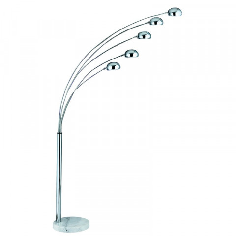 Lampadaire 5 ampoules giraffe, en chrome et marbre