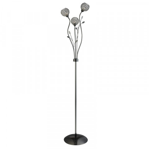 Lampadaire bellis ii, en chrome noir et verre