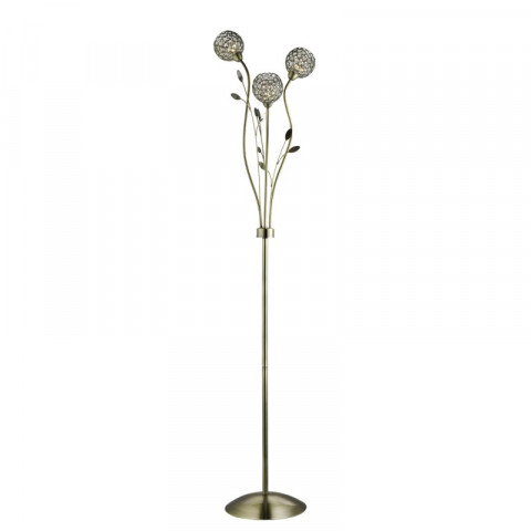 Lampadaire bellis ii, en laiton antique et verre