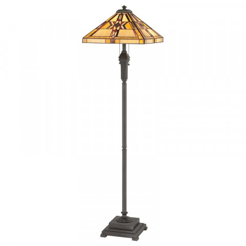Lampadaire finton, bronze vintage et verre tiffany