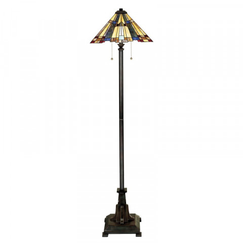 Lampadaire inglenook, bronze et verre tiffany