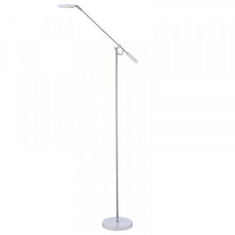 Lampadaire led partners blanc, chrome et verre