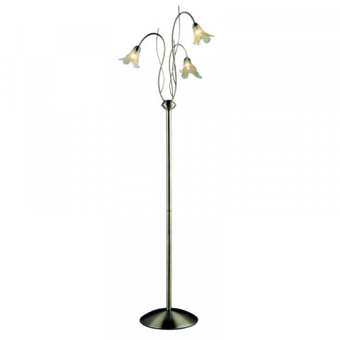 Lampadaire lily, en laiton antique et verre ambre