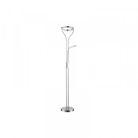Lampadaire nickel mat/chromé/acrylique satiné lampe flexo