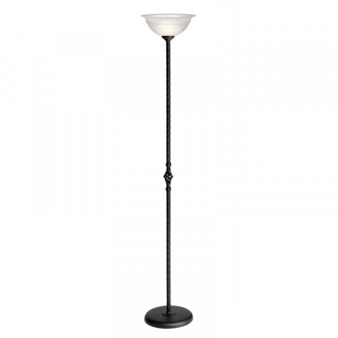 Lampadaire pembroke, noir, avec abat-jour en verre