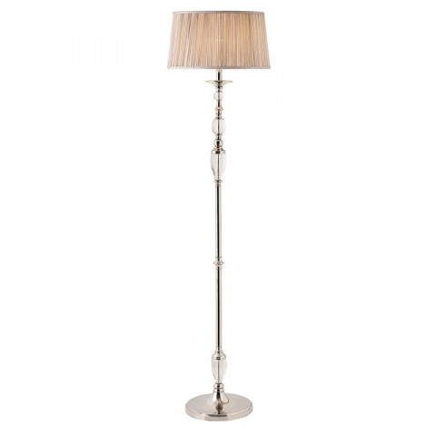 Lampadaire polina, nickel et cristal, abat-jour beige