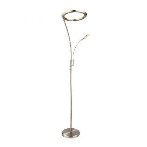 Lampadaire seville avec liseuse, nickel satiné