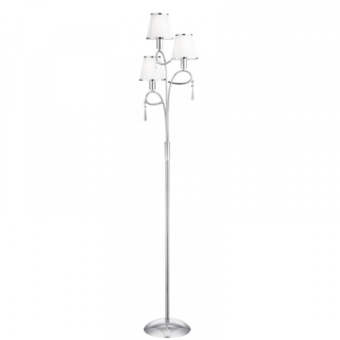 Lampadaire simplicity, enchrome et verre avec 3 abat-jour blancs