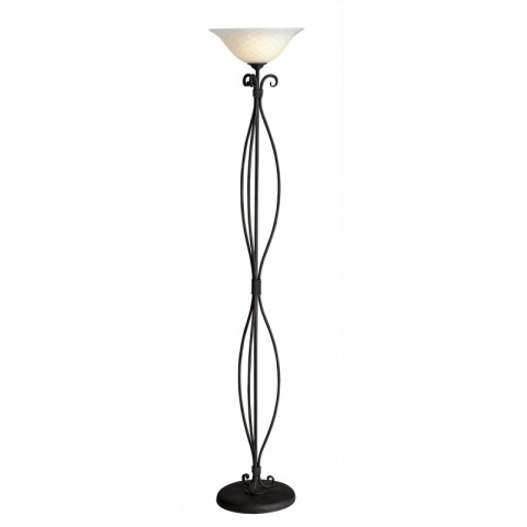 Lampadaire torchiere, fer et verre, noir