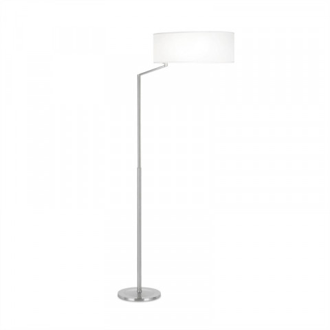 Lampadaire twist, nickel satiné et abat jour blanc