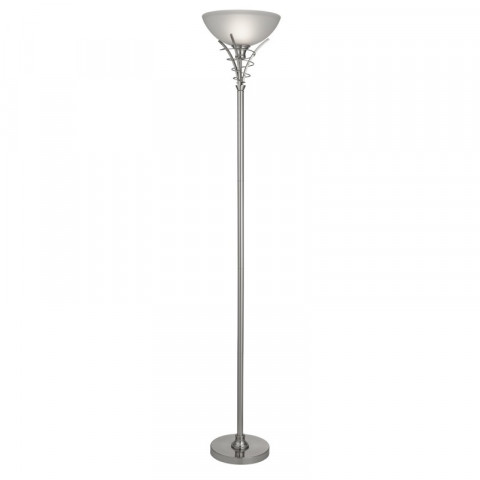 Lampadaire uplighters, en  argent satiné et verre opale