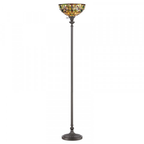 Lampadairee kami, bronze vintage et verre tiffany