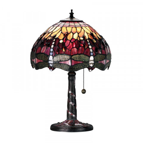 Lampe 30 cm dragonfly red, verre et résine