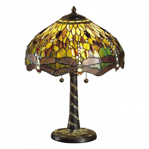 Lampe 40 cm dragonfly green, verre et résine