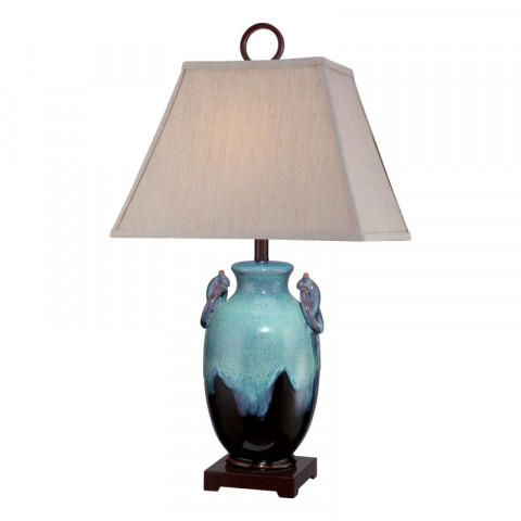 Lampe amphora en céramique avec abat-jour sable
