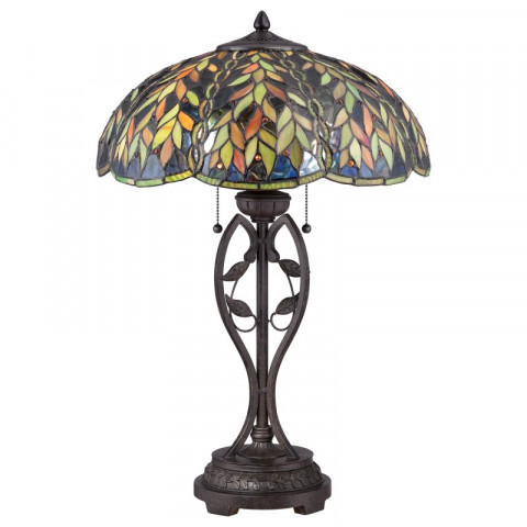 Lampe belle, bronze impérial et verre tiffany