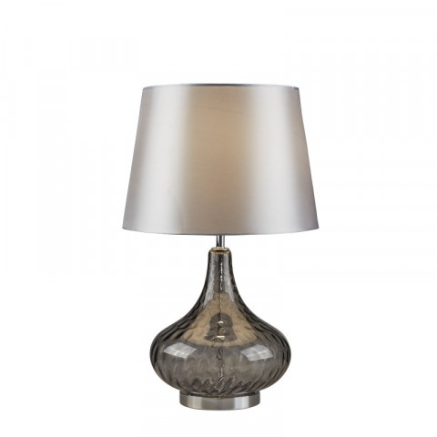 Lampe cantata, chrome et verre fumé, avec abat-jour