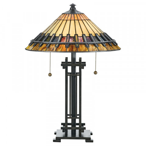Lampe chastain, bronze vintage et verre tiffany