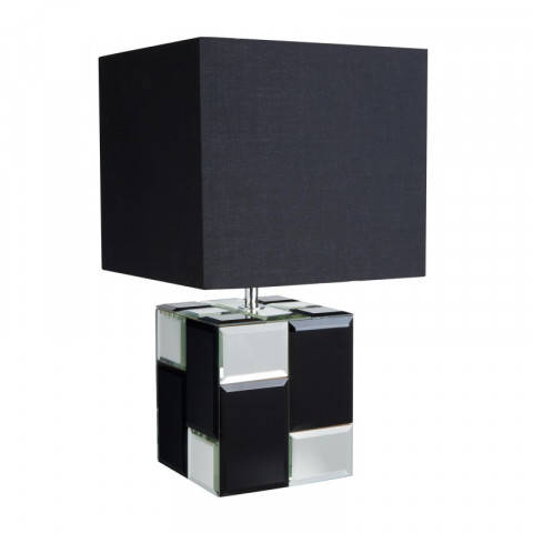 Lampe chequered, verre, avec abat-jour noir