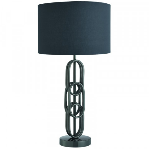 Lampe de table chrome noir et abat-jour tissu noir