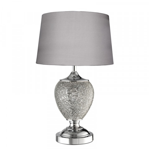 Lampe de table mosaic, chrome, argent, avec abat-jour
