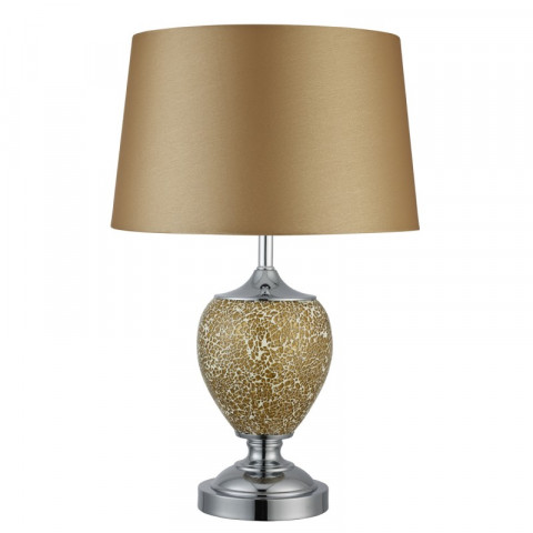 Lampe de table mosaic, chrome, champagne, avec abat-jour