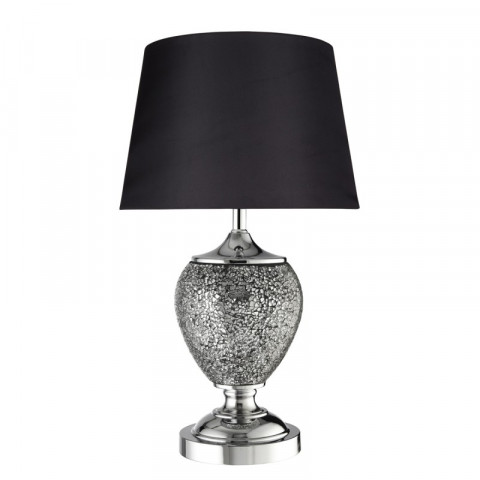Lampe de table mosaic, chrome, gris, avec abat-jour noir