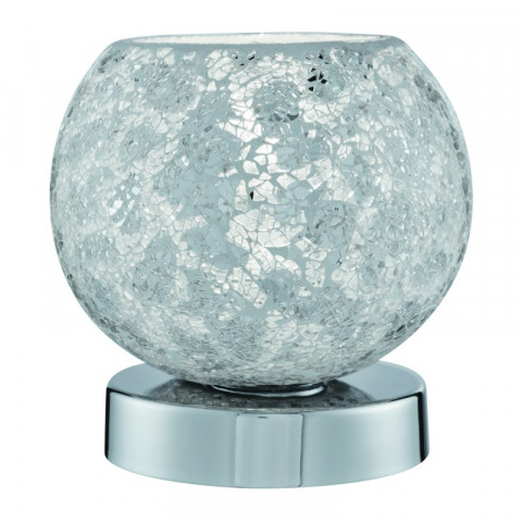 Lampe de table touch lamps, en chrome et verre blanc