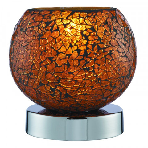 Lampe de table touch lamps, en chrome et verre orange