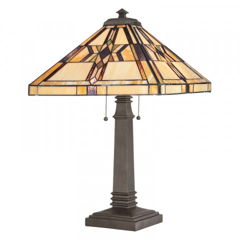 Lampe finton, bronze vintage et verre tiffany