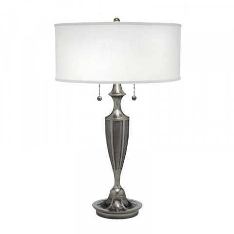 Lampe gatsby, nickel antique, avec abat-jour blanc