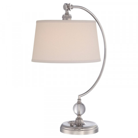 Lampe jenkins, nickel poli,, avec abat-jour crème