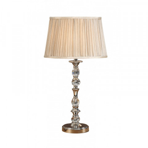 Lampe polina, nickel et cristal, abat-jour beige 29 cm