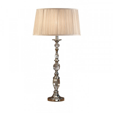 Lampe polina, nickel et cristal, abat-jour beige 34 cm