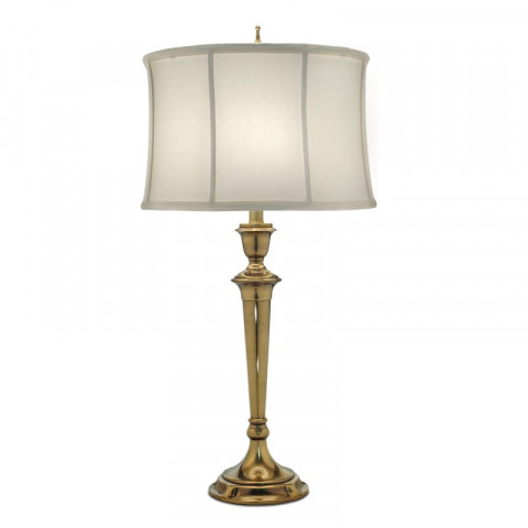 Lampe syracuse, laiton bruni avec abat-jour blanc perle