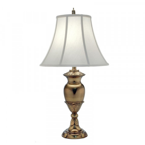 Lampe waldorf, laiton bruni avec abat-jour blanc perle