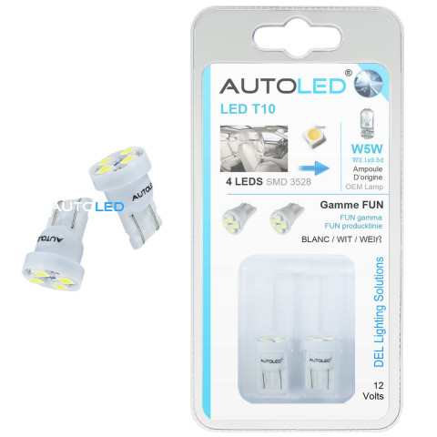 Autoled - Ampoules t10 w5w led blanc - habitacle / plaque / feux de  position ® - Distriartisan