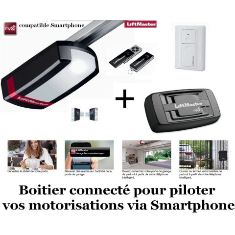 Kit complet de motorisation porte de garage lm60evs+boitier connecté pilotage via smartphone - liftmaster