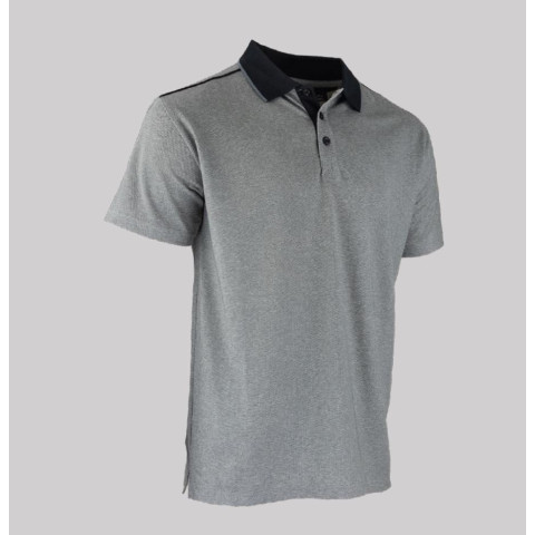 Polo manches courtes Biotope, maille piquée - Gris chiné - T.XL - LMA - 9319-XL