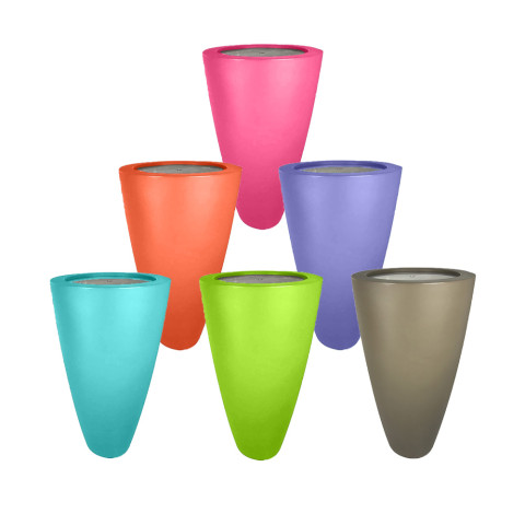 Lot de 6 pots coniques 3 en 1pot de fleurs- mange debout-seau a champagne dessus inox