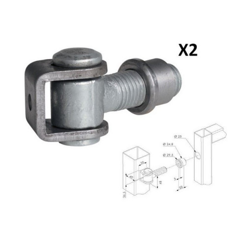Charnières pour petite porte industrielle, boulon m20 ø 18mm LOCINOX