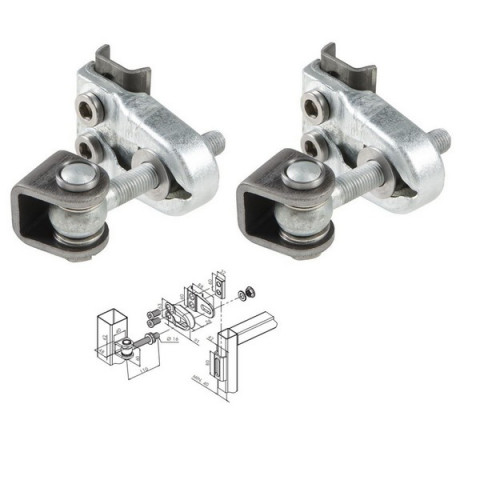 Charnière pour porte industrielle, 180° avec système anti-dégondage LOCINOX